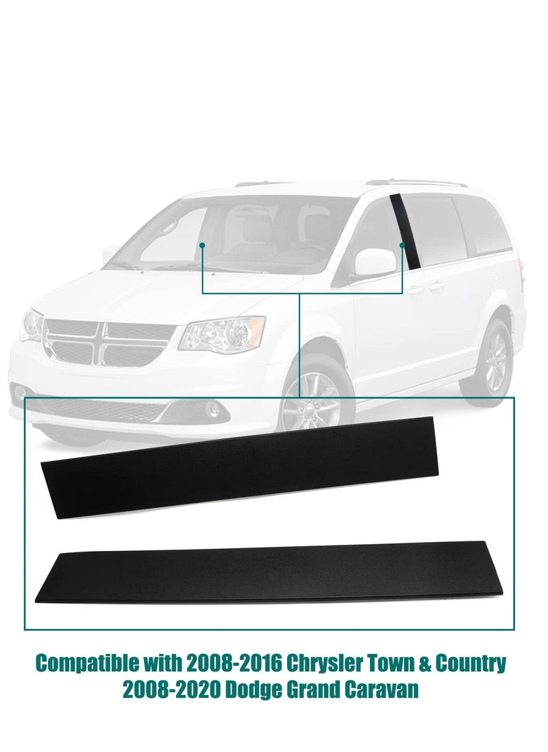 Excefore Car B Pillar Front Door Applique, B Pillar Trim Door Molding, for Front Passenger & Driver Side Windshield Outer Replacement, for Dodge Grand Caravan 2008-2020, Chrysler Town & Country 2008-2016  - Image 2