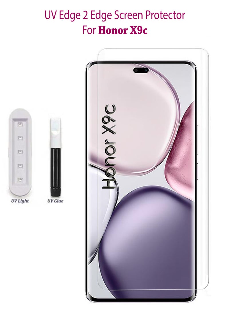 Honor X9c 5G Premium Tempered Glass Design For Honor X9c Smartphone Advanced Border Less Full Edge To Edge UV Screen Protector And Easy Installation Kit