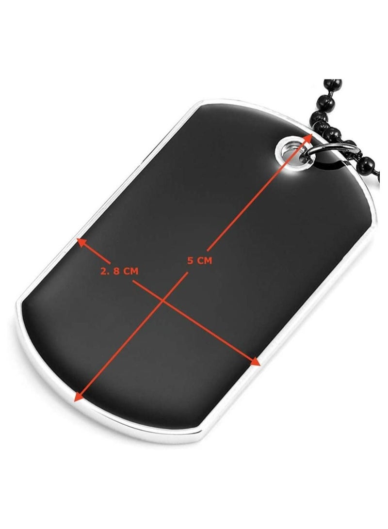 Army Style Double Dog Tag 2 pcs Pendant Necklace_ Black