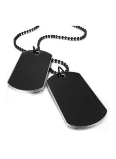 Zchiko Army Style Double Dog Tag 2 pcs Pendant Necklace_ Black  - Image 1