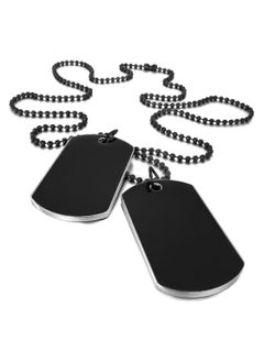 Zchiko Army Style Double Dog Tag 2 pcs Pendant Necklace_ Black  - Image 2