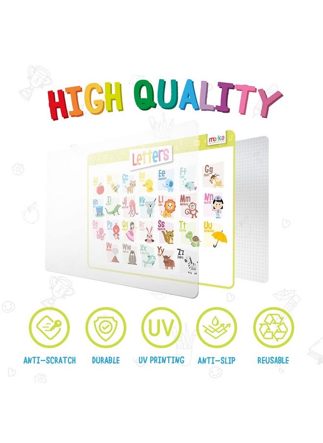 merka - Kids Placemats For Dining Table Toddler Placemat Silicone Placemats For Toddlers Letters Numbers Shapes And Colors Alphabet Set Of 4 - Image 1