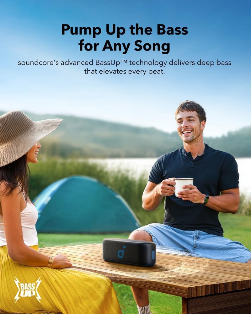 soundcore by Anker Select 2S Bluetooth Speaker with 20W Stereo Sound, BassUp, Custom EQ, Wireless Stereo Pairing, IPX7 Waterproof and 16H Playtime, Portable Speaker for Home, Hiking and Outdoors - Image 3