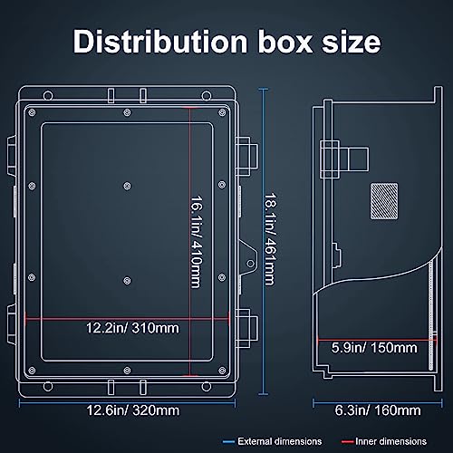 Namunanee Outdoor Electrical Junction Box, ABS Water Resistant Enclosure with Internal Mounting Panel & Hinged Cover, 16.1" H* 12.2" L* 5.9" W - Image 5