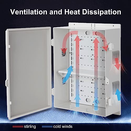 Namunanee Outdoor Electrical Junction Box, ABS Water Resistant Enclosure with Internal Mounting Panel & Hinged Cover, 16.1" H* 12.2" L* 5.9" W - Image 4