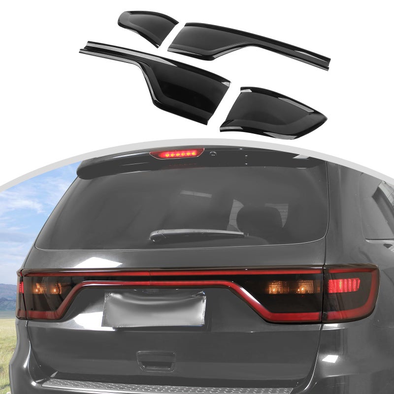 CheroCar Tail Light Lamp Cover Guard Trim Decor Exterior Accessories for 20142023 Dodge Durango Smoked Black