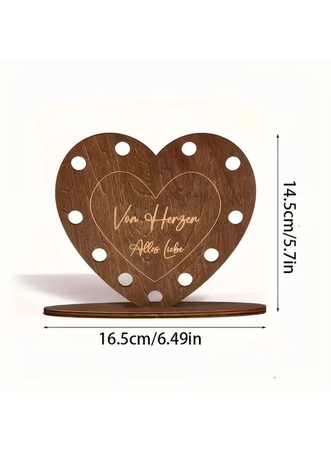 Heart Shaped Artificial Wood Gift Box With 3D Love Letters For Cash Storage - Image 4