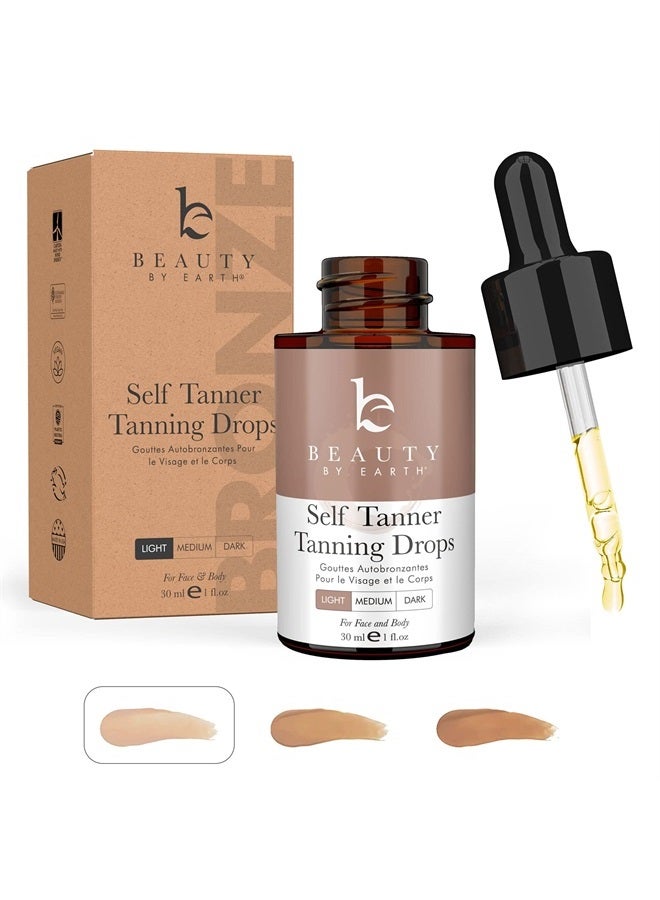 Beauty by Earth Self Tanner Drops for Face Tanner, Sunless Tan, Body & Face Self Tanner Drops, Face Tanning Drops to Make Self Tanner Face Self Tanning Lotion, Tan Drops for Face Tan - Image 1