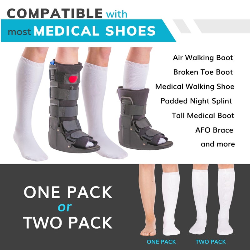 BraceAbility Replacement Sock Liner for Orthopedic Walking Boots - Medical Tube Cast Socks to Wear Under Aircast Cam Walkers and Leg or Foot Fracture Boot for Men and Women (Pack of 2) - Image 3