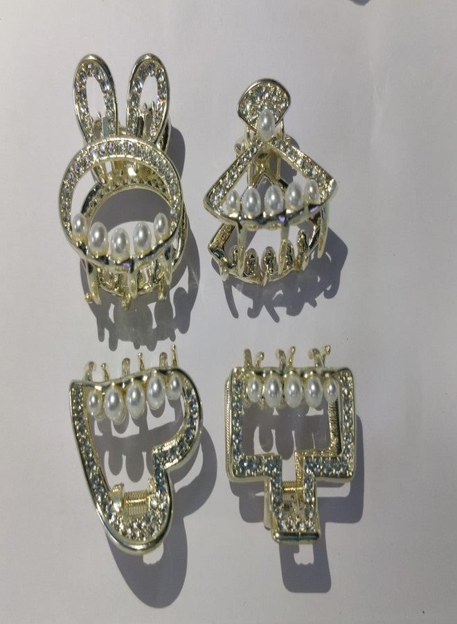 BAOER 4pc Pearl Hair Clips White Hair Claw Clamps Crystal Hair Claw Clip Non Slip Clips Styling Hair Accessories for Women and Girls - Image 1