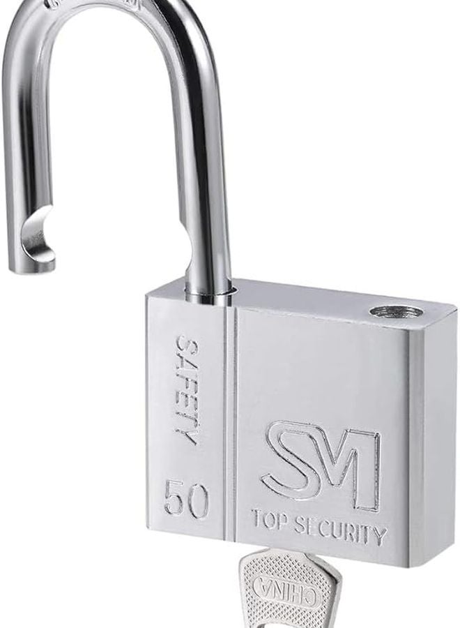 Steel Padlock Keyed Alike Hardened Shackle Chrome Finish 50mm Width 2 Pieces - Image 3