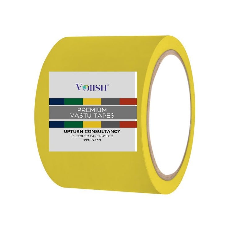 VOIISH Tape for Vastu Dosh Remedy/Heavy Duty Vinyl Tape, Vastu Correction for Bathroom and Entrance (Size:- 4 Inches, Length: 22 Meters) (Yellow_Pack of 1) - Image 1
