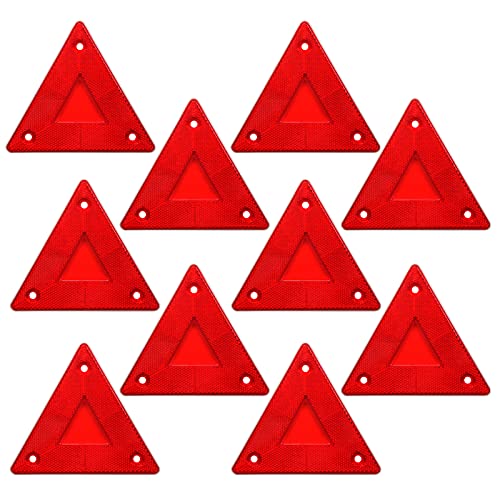 Enjoyist 10-Pack Red Safety Reflector Warning Sign, Slow Moving Vehicle Triangle Safety Sign, for Outdoor Truck, Car, Golf Cart - Image 1