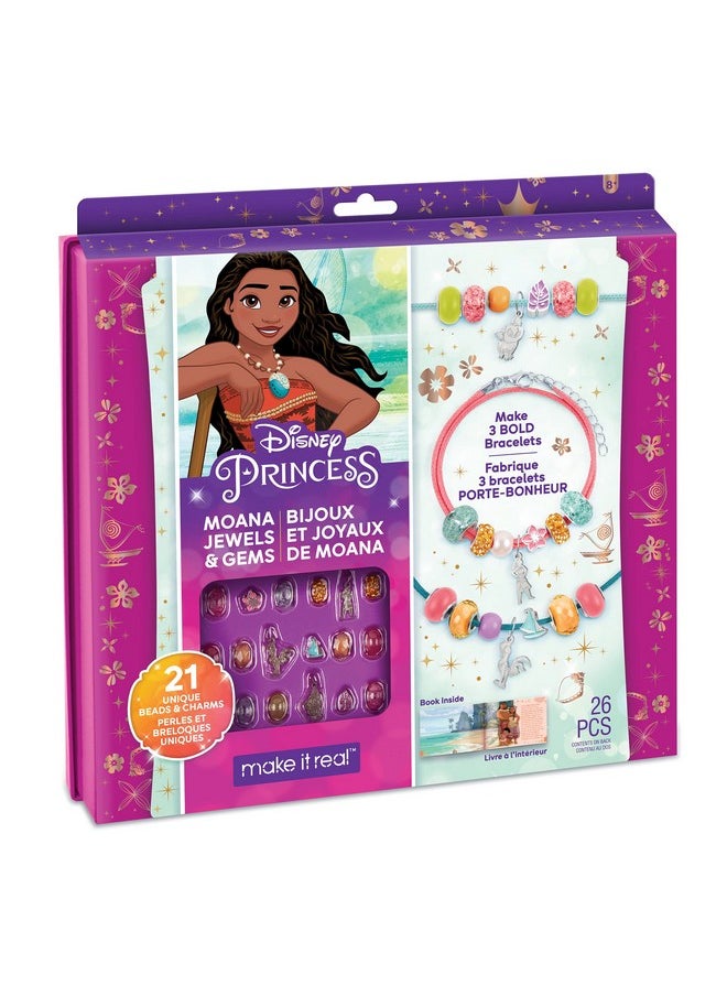 Make It Real Disney Princess Moana Jewels & Gems Moana Charm Bracelet Making Kit For Girls Moana Craft & Activity Set For Kids Disney Jewelry Making Kit For Girls 8101214  - Image 2