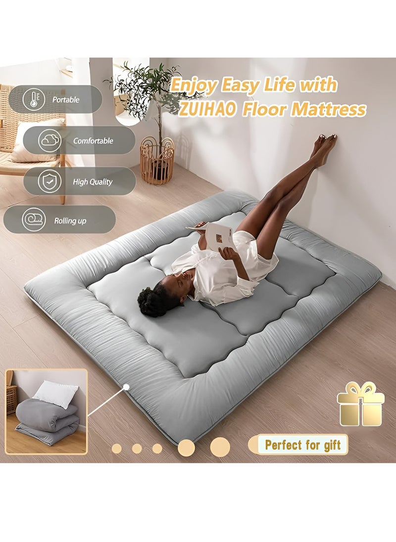 Japanese Floor Mattress Futon Mattress Thicken Tatami Mat Sleeping Pad Foldable Roll Up Mattress Easy to Store and Portable for Camping