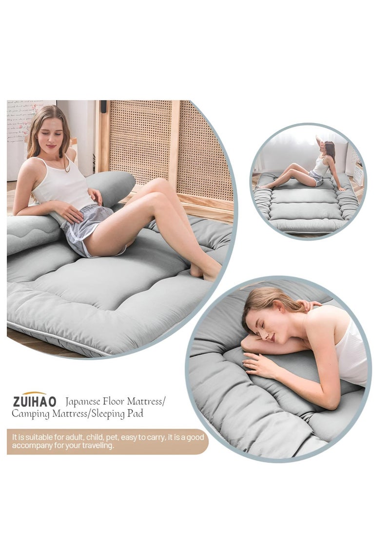 Japanese Floor Mattress Futon Mattress Thicken Tatami Mat Sleeping Pad Foldable Roll Up Mattress Easy to Store and Portable for Camping
