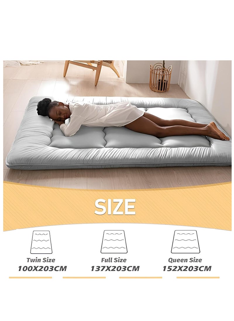 Japanese Floor Mattress Futon Mattress Thicken Tatami Mat Sleeping Pad Foldable Roll Up Mattress Easy to Store and Portable for Camping
