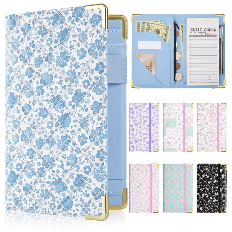 EllaSeek Server Books for Waitress, Faux Leather Server Book with Zipper Pocket, Cute Serving Book with Pen Holder Fits Servers Apron - Image 1
