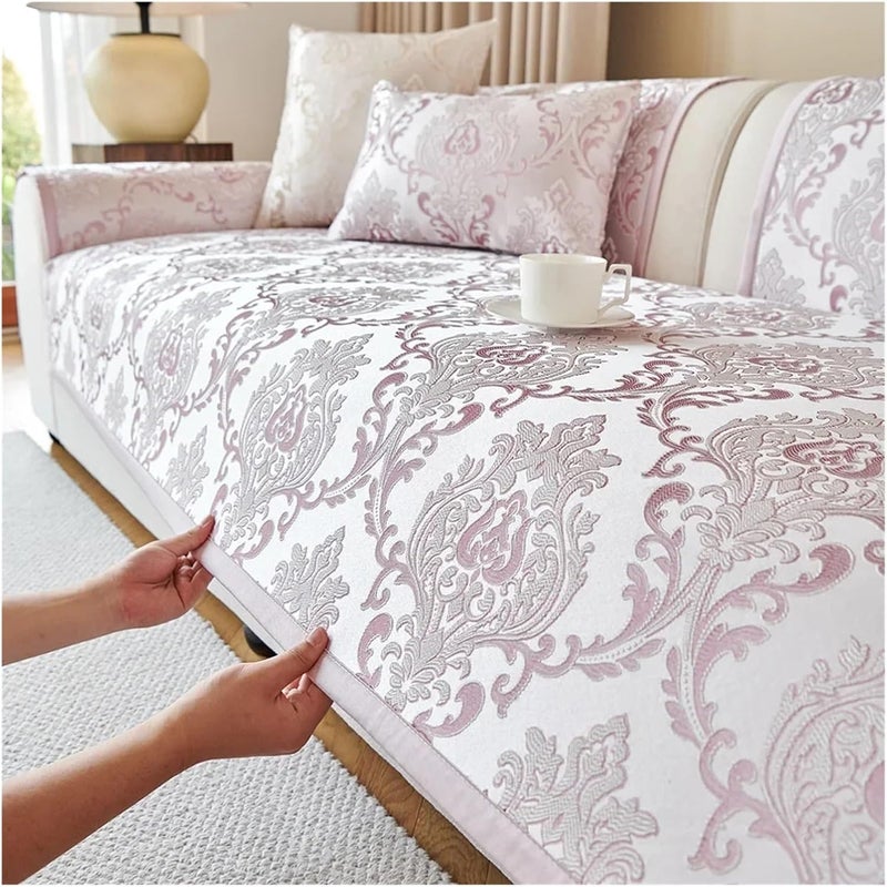 Vintage Sofa Cover Universal Non-Slip Sofa Mat High Precision Jacquard Cover Towel Pad Modern Washable Couch Slipcovers Living Room(Pink,70x210cm 1pcs) - Image 1