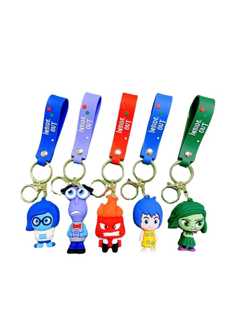Bluejw Cute  Anime Inside Out 2 Keychain Toy for Game Fans Kids Birthday Gift 5Pcs - Image 1