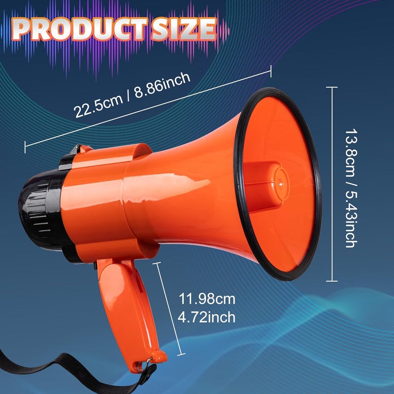Loudmore 30 Watt Power Portable Megaphone Bullhorn Speaker Voice, Siren/Alarm and 240S Recording with Volume Control and Strap (Red) - Image 2