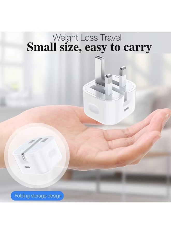 Enjoylifeme - iPhone Charger Type C With 1M Fast Lightning Cable Quick Charging USB C Plug Compatible With New iPhone 14/14Pro/14Pro Max/14 Plus/13Pro Max /13 Pro/13/12/11/XS iPad Mini 6/ iPad Pro White - Image 1