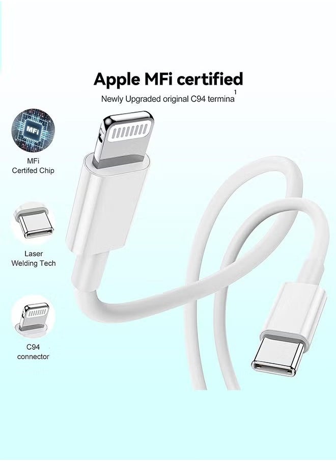 Enjoylifeme - iPhone Charger Type C With 1M Fast Lightning Cable Quick Charging USB C Plug Compatible With New iPhone 14/14Pro/14Pro Max/14 Plus/13Pro Max /13 Pro/13/12/11/XS iPad Mini 6/ iPad Pro White - Image 1