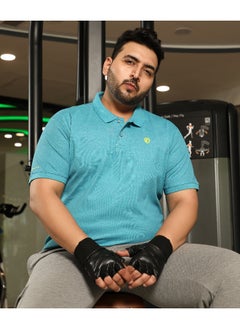Instafab Plus Men's Sky Blue Basic Activewear Polo T-Shirt  - Image 3