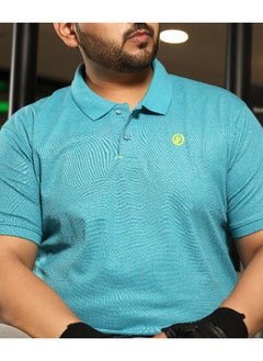 Instafab Plus Men's Sky Blue Basic Activewear Polo T-Shirt  - Image 1