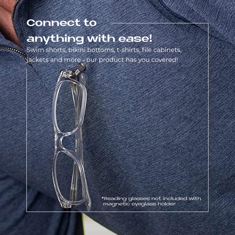 Readerest Magnetic Eyeglasses Holder - ID & Name Badge Holder w/Magnet Pin - Nurse Badge Accessories - Shark Tank Badge Holder for Shirt - Safety Eye Glasses Brooch - 2X Stainless Steel & Black - Image 4