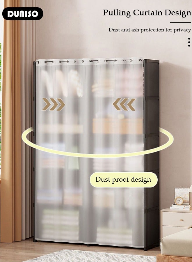 DUNISO Portable Fabric Wardrobe, Large Capacity Removable Wardrobe Closet with 10 Storage Shelves, Non-Woven Fabric Cover, Closet Organizer for Bedroom Living Room - Image 2