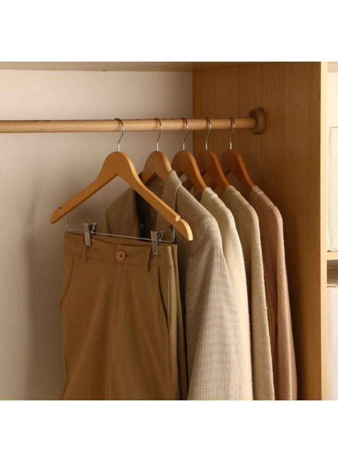 Wooden Hangers with Clips,Suit Coat Hangers 360°Swivel Clothes Hanger Solid Wood Coat Hangers with Non Slip Pant Bar & Notches Space Save, 20 Pack - Image 2
