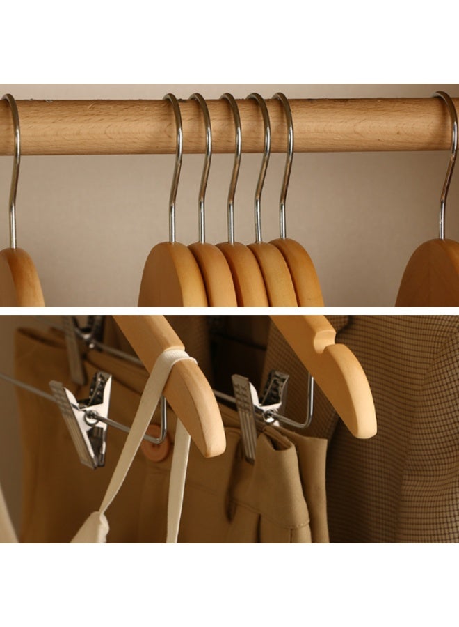 Wooden Hangers with Clips,Suit Coat Hangers 360°Swivel Clothes Hanger Solid Wood Coat Hangers with Non Slip Pant Bar & Notches Space Save, 20 Pack - Image 4
