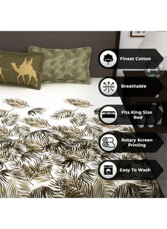 Story@Home Story@Home Bedsheet for King Size Bed | Cotton Bedsheet | Leafs King Size Bed Sheet Cotton with 2 King Size Pillow Covers (270 x 270cm, White) King bedsheet | Perfect for Home Decor | 240TC  - Image 3