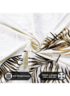 Story@Home Story@Home Bedsheet for King Size Bed | Cotton Bedsheet | Leafs King Size Bed Sheet Cotton with 2 King Size Pillow Covers (270 x 270cm, White) King bedsheet | Perfect for Home Decor | 240TC  - Image 4