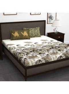 Story@Home Story@Home Bedsheet for King Size Bed | Cotton Bedsheet | Leafs King Size Bed Sheet Cotton with 2 King Size Pillow Covers (270 x 270cm, White) King bedsheet | Perfect for Home Decor | 240TC  - Image 1