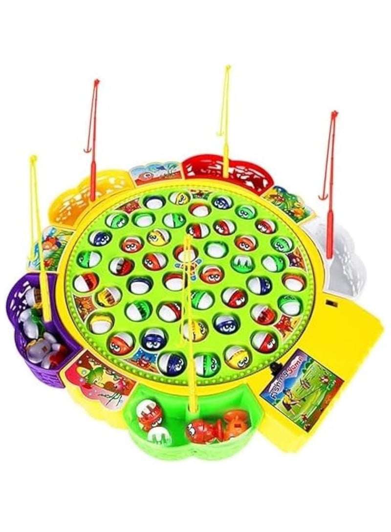 Fishing Game Toy Rotating Board With Music Includes Fishing Rods 45 Fish Battery Operated Learning Educational Preschool Toy 5 Players For Kids Toddlers Ages 3 Years and Above (Large & Color May Vary)  - Image 1