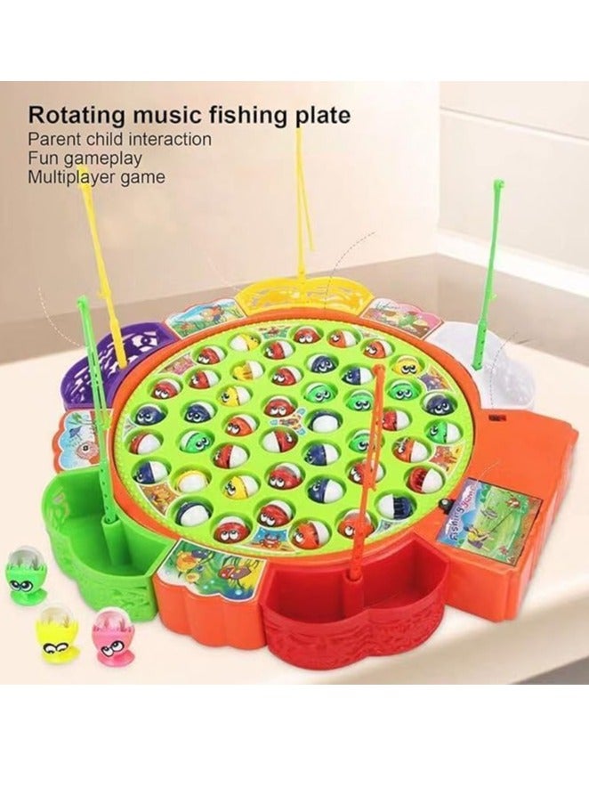 Fishing Game Toy Rotating Board With Music Includes Fishing Rods 45 Fish Battery Operated Learning Educational Preschool Toy 5 Players For Kids Toddlers Ages 3 Years and Above (Large & Color May Vary)  - Image 2
