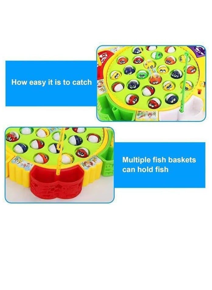 Fishing Game Toy Rotating Board With Music Includes Fishing Rods 45 Fish Battery Operated Learning Educational Preschool Toy 5 Players For Kids Toddlers Ages 3 Years and Above (Large & Color May Vary)  - Image 3