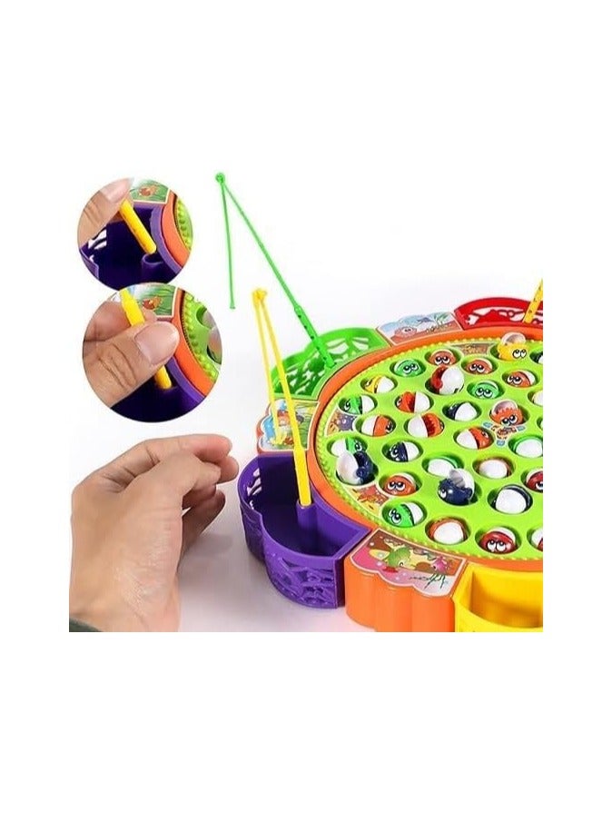 Fishing Game Toy Rotating Board With Music Includes Fishing Rods 45 Fish Battery Operated Learning Educational Preschool Toy 5 Players For Kids Toddlers Ages 3 Years and Above (Large & Color May Vary)  - Image 4