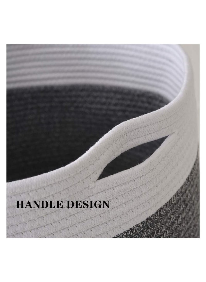 KASTWAVE XXXLarge Cotton Rope Basket Woven Rope Laundry Basket Blanket Basket Laundry Hamper with Handles Decorative Basket Comforter Cushions Storage for Storage Toys Throws Pillows Towels Light Grey - Image 5