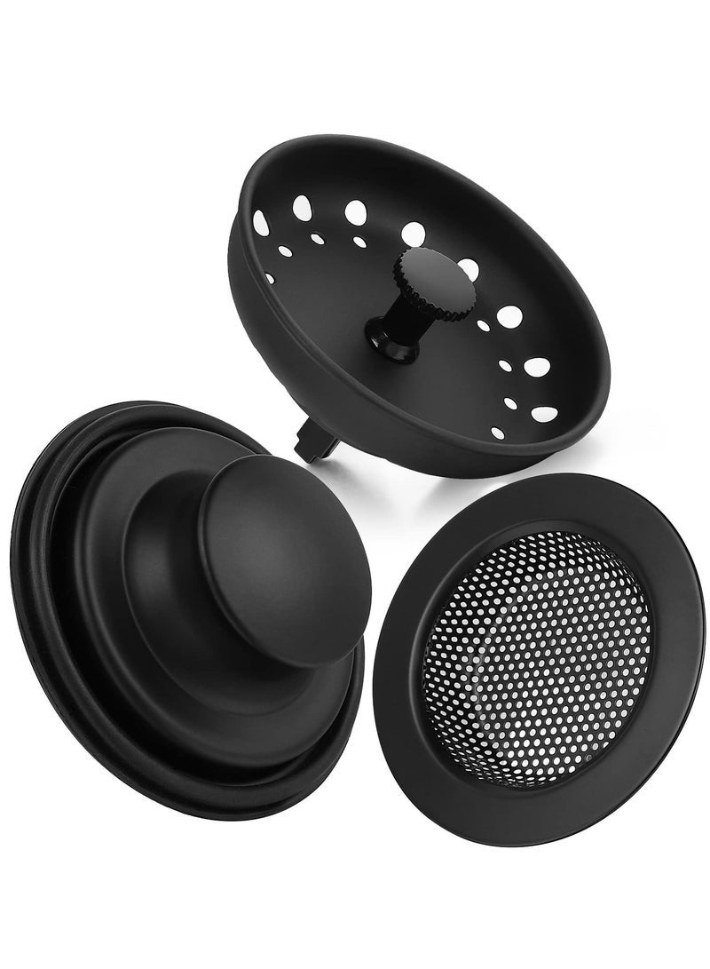 كابتن تيك 3 Pack of Kitchen Sink Stopper Strainer Garbage Disposal Plug Universal Anti Clogging Sink Drain Strainer Upgraded Sink Basket Strainer Set Stainless Steel Kitchen Sink Drain Filter Sieve Black - Image 1