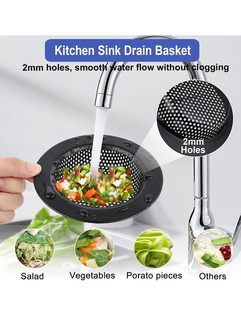 كابتن تيك 3 Pack of Kitchen Sink Stopper Strainer Garbage Disposal Plug Universal Anti Clogging Sink Drain Strainer Upgraded Sink Basket Strainer Set Stainless Steel Kitchen Sink Drain Filter Sieve Black - Image 3