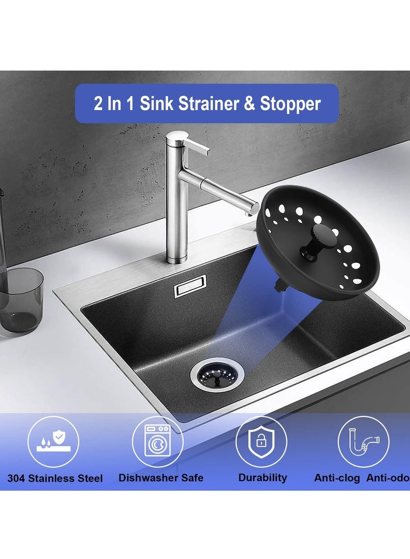 كابتن تيك 3 Pack of Kitchen Sink Stopper Strainer Garbage Disposal Plug Universal Anti Clogging Sink Drain Strainer Upgraded Sink Basket Strainer Set Stainless Steel Kitchen Sink Drain Filter Sieve Black - Image 5