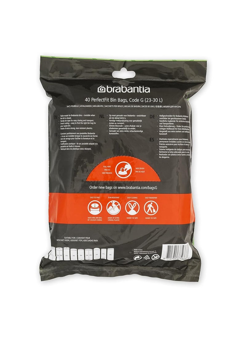 brabantia - Brabantia Bin Liners, Size G, 23-30 L - 40 Bags - Image 1