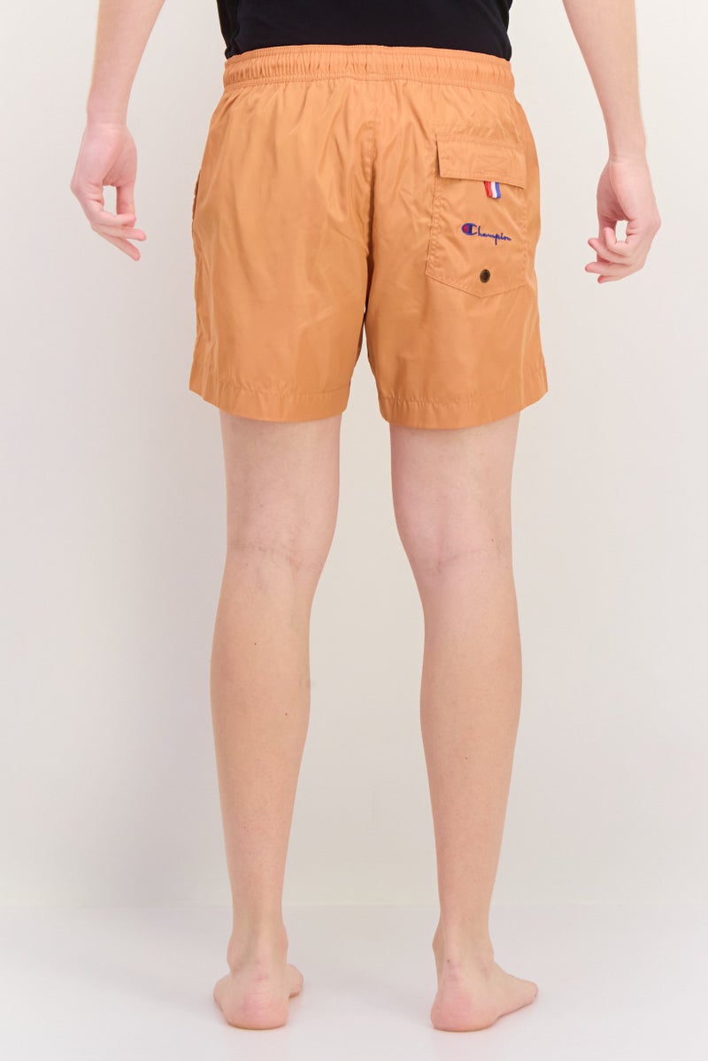 Champion شورت سباحة للرجال مع حبل سحب وشعار مطرز، بني - Image 3