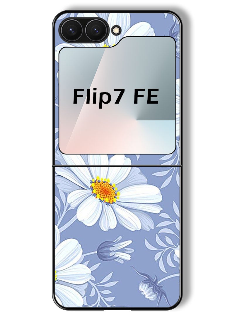 Theodor Case Compatible with Samsung Galaxy Z Flip 7 FE 6.7 Inch Protection Shockproof Bumper Cover White Yellow Flower - Image 1