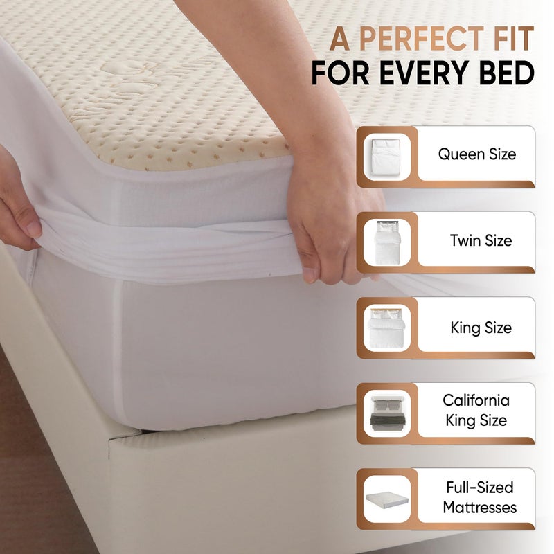 MATTSHIELD ORIGINAL Luxury Waterproof Organic Mattress Protector Queen Size - Organic Cotton Breathable Mattress Pad Cover - Premium 380 GSM 3D Air Fabric - Deep Pocket - Jersey Cotton Skirt - Fitted Design - Image 5