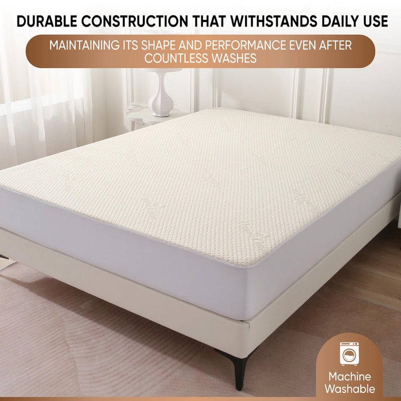 MATTSHIELD ORIGINAL Luxury Waterproof Organic Mattress Protector Queen Size - Organic Cotton Breathable Mattress Pad Cover - Premium 380 GSM 3D Air Fabric - Deep Pocket - Jersey Cotton Skirt - Fitted Design - Image 4