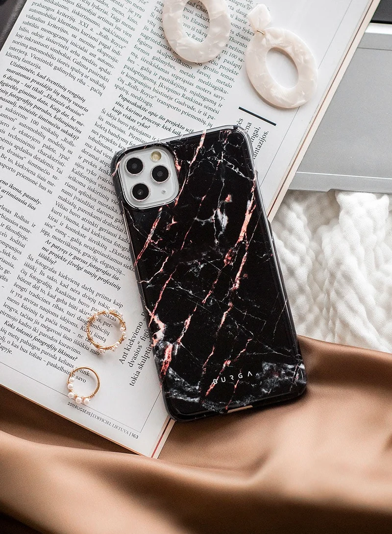 BURGA Luxury Gold Glitter Marble Phone Case Compatible with iPhone 15 Pro MAX  Double Layer Silicone Protective Case Rose Gold Marble